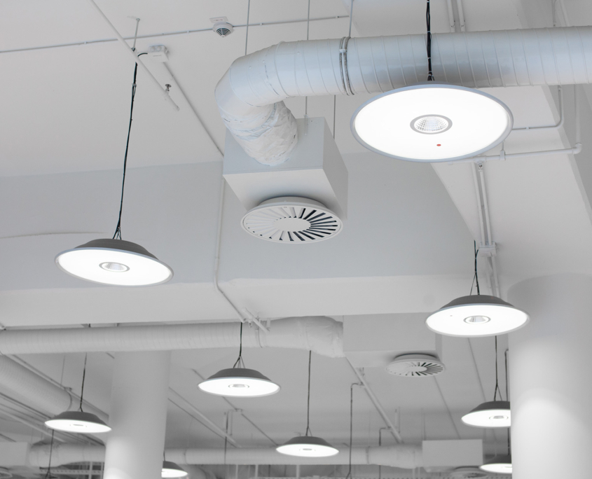 Lights On Ceiling Of Commercial Building
